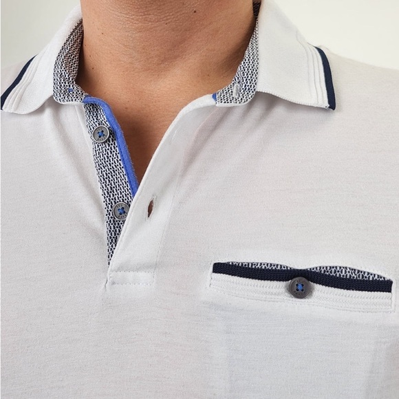 Ted Baker White Tipped Collar Polo Shirt - Picture 2 of 7